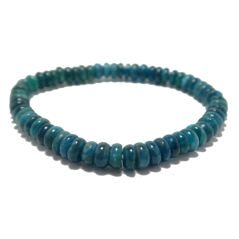 Gold bangle bracelets for women with a minimalist and sleek design-Apatite Bracelet Brilliant Blue Rondelle Beads