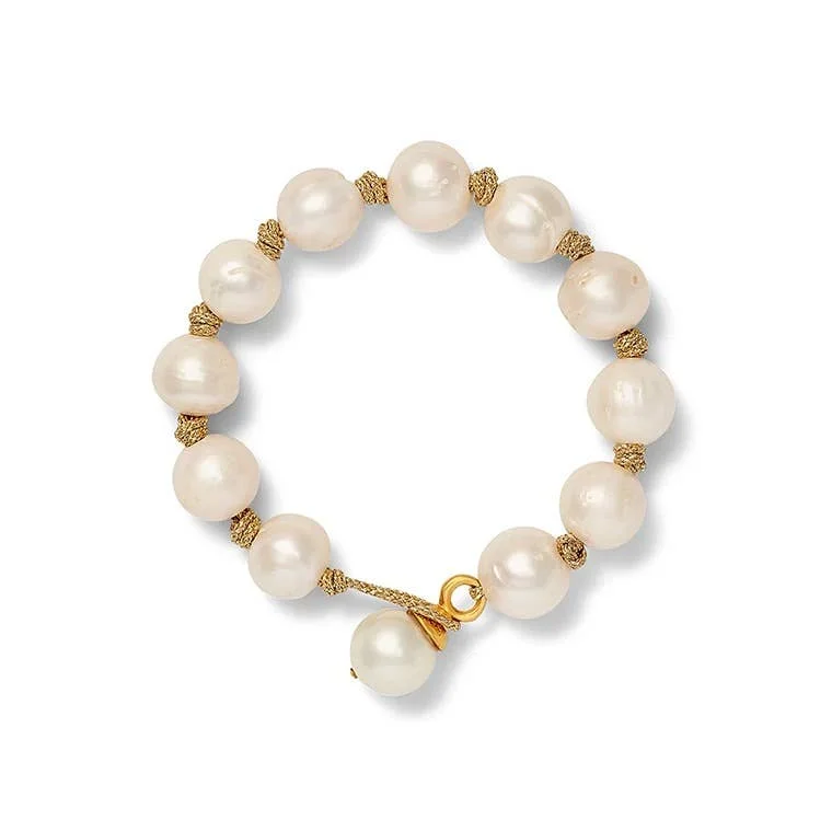 Adjustable bangle bracelets with toggle clasps for easy, secure wearing-Pearl Knottings Bracelet