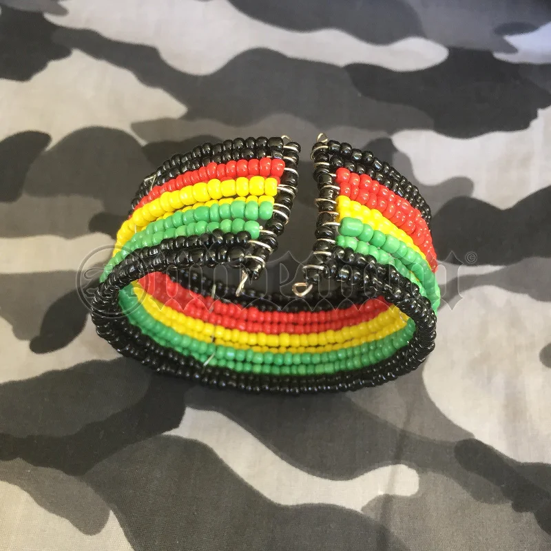 Best bangle bracelets with twisted rope designs for a textured, nautical-inspired look-Rasta Breaded Band Bracelet Wrist Cool Runnings Cuff Jah Reggae Ras Marley IRIE