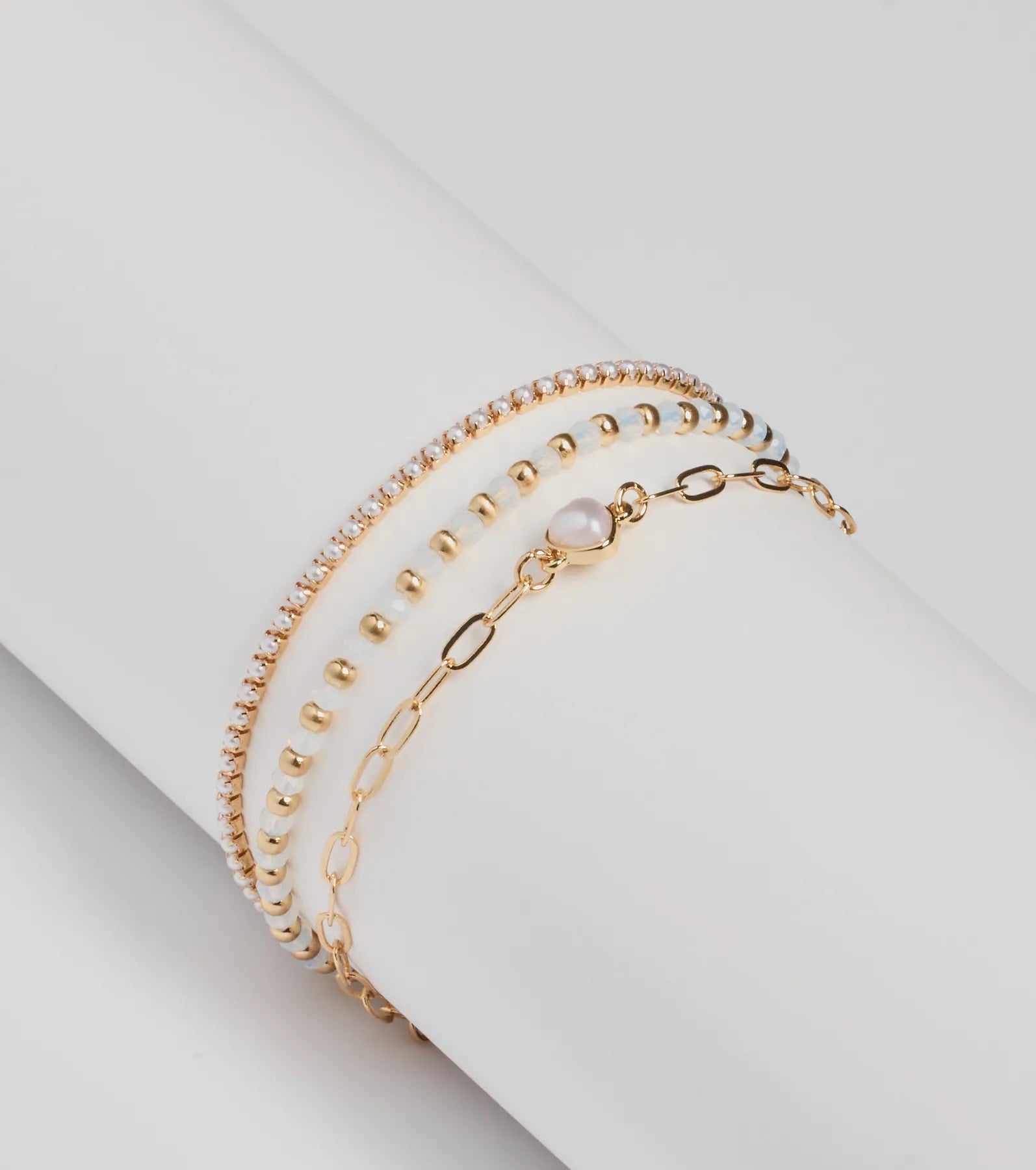 Lightweight bangle bracelets with subtle shimmer for an understated yet elegant look-Glam Moment Faux Pearl Bracelet Multipack