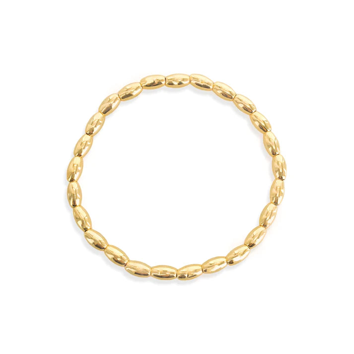 Best bangle bracelets for stacking with delicate and thin designs for layering-Gold Plated Stretch Bracelet