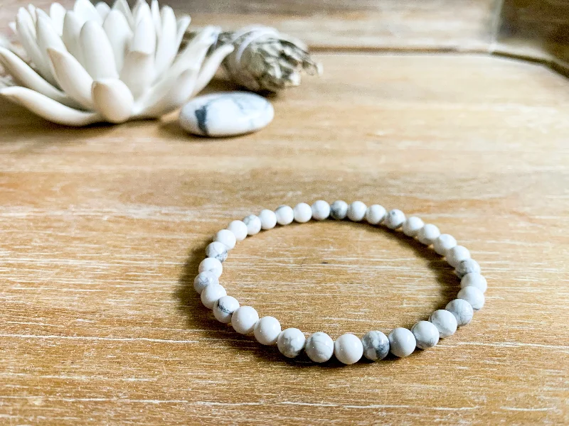 Best bangle bracelets with cubic zirconia inlays for affordable elegance and sparkle-Howlite 6mm Beaded Bracelet || Reiki Infused