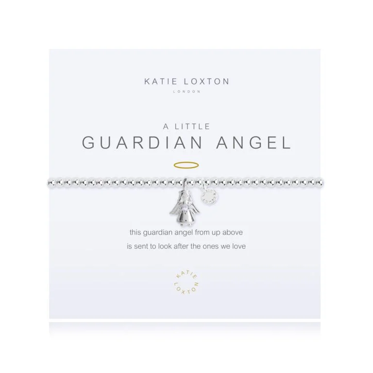 Vintage-inspired bangle bracelets with antique finishes for a retro, nostalgic style-Katie Loxton A Little Guardian Angel Silver Bracelet