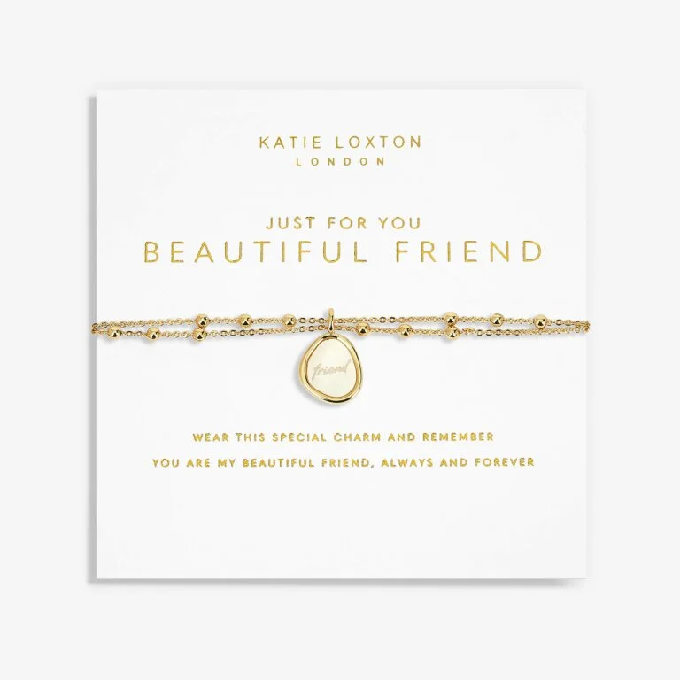 Best bangle bracelets with customizable charms for a personalized, unique piece-Katie Loxton Just For You Beautiful Friend Gold Bracelet