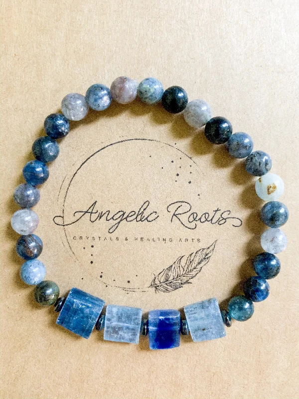 Best bangle bracelets with infinity symbols for a timeless and meaningful design-Kyanite Beaded Bracelet || Reiki Infused