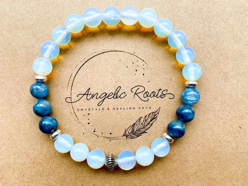 Unique bangle bracelets with colorful enamel designs for a vibrant and playful look-Kyanite & Opalite Crystal Bracelet || Reiki Infused