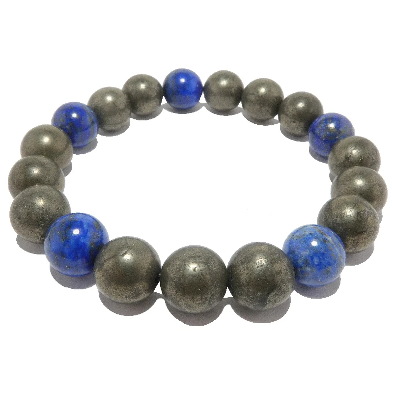 Best bangle bracelets with gold-filled material for an affordable luxury option-Lapis Bracelet Pyrite Stones Modern Soul Style