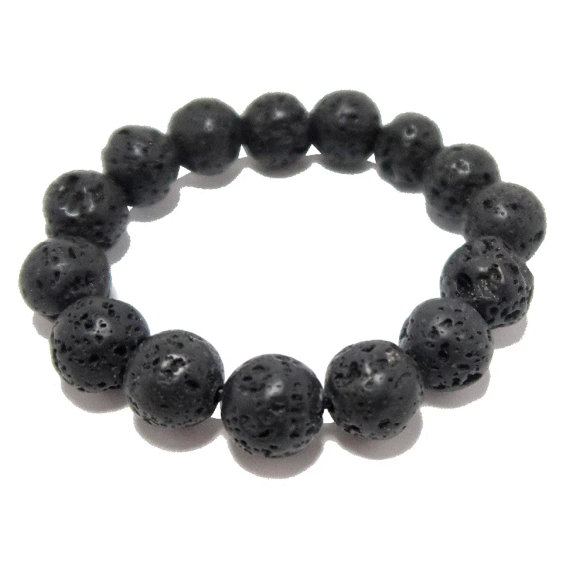 Best bangle bracelets with vibrant stones for a rich and colorful appearance-Lava Bracelet Black Volcano God Protection Stone