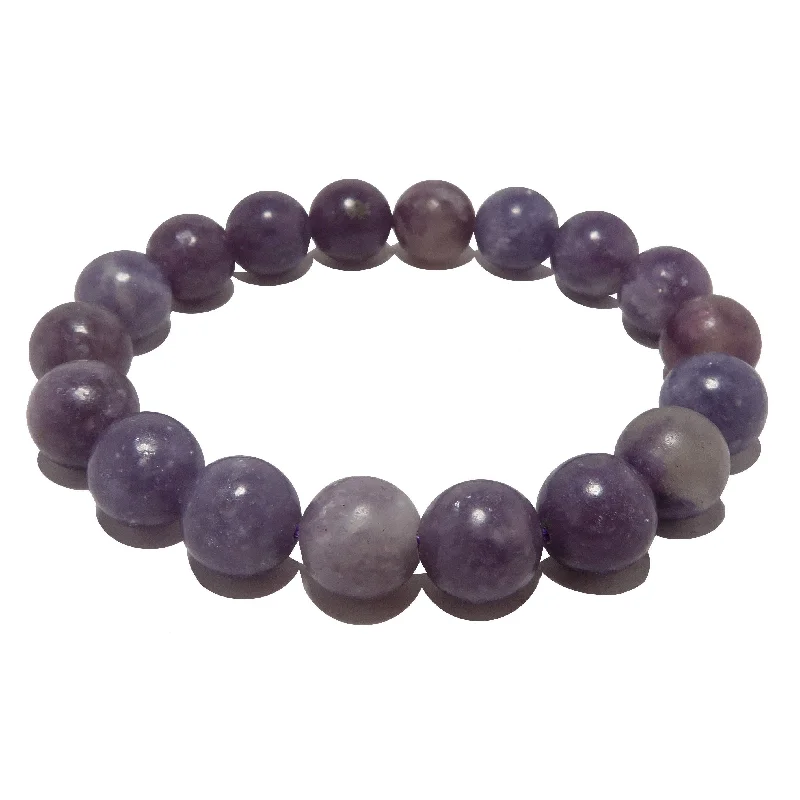 Wide bangle bracelets with bohemian designs for a bold and carefree style-Lepidolite Bracelet Purple Spark Spiritual Beads