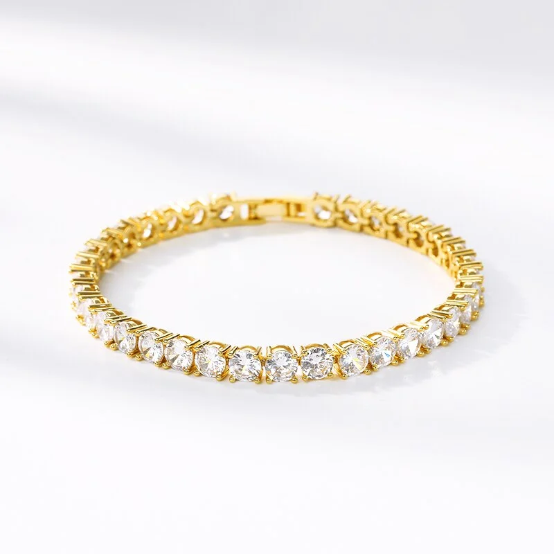 Wide bangle bracelets with boho-inspired patterns for a free-spirited design-Luxury Iced Out Bracelet Gold Color Cubic Zirconia