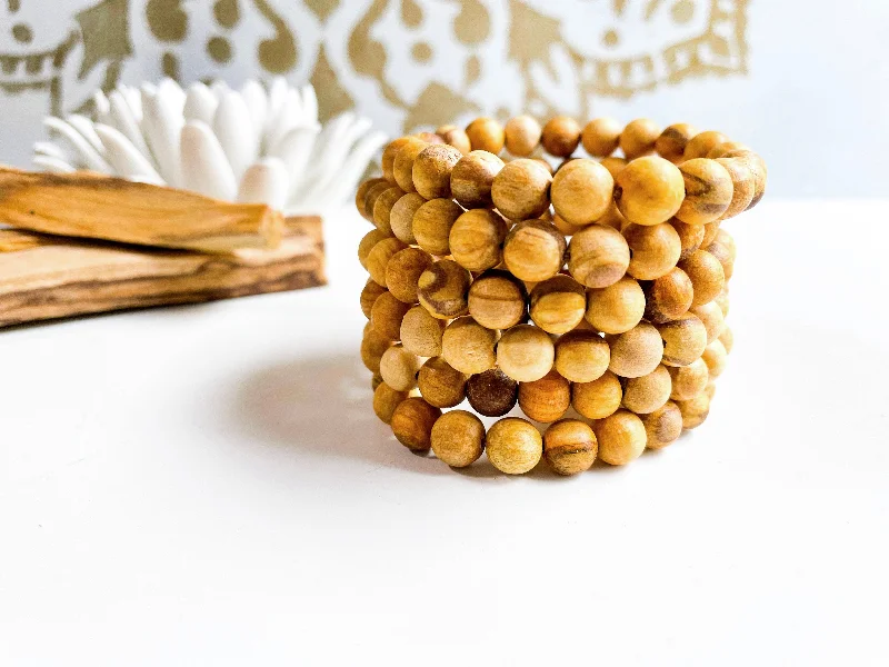 Best bangle bracelets for stacking with delicate and thin designs for layering-Palo Santo Wood Bracelet || 8mm Peru