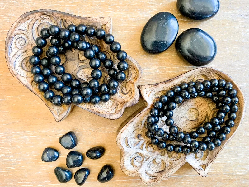 Best bangle bracelets with vibrant stones for a rich and colorful appearance-Shungite Bracelet || Reiki Infused