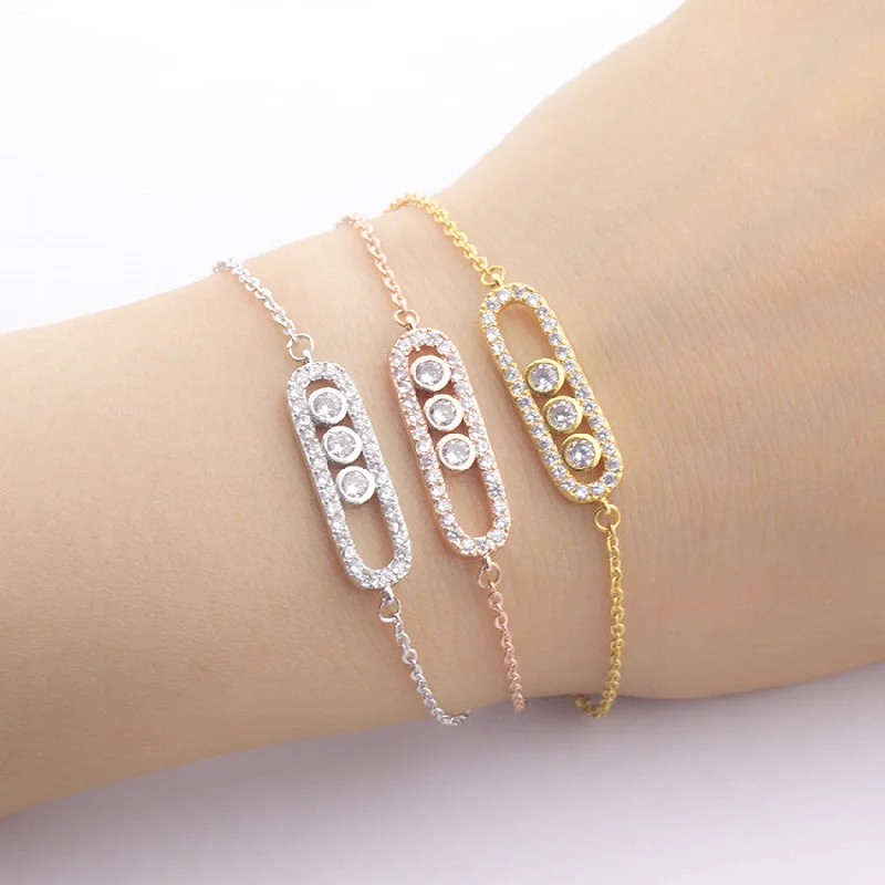 Best bangle bracelets with Swarovski crystals for a touch of sparkle and elegance-Simple Design Dot Bar Bracelet Micro Pave AAA