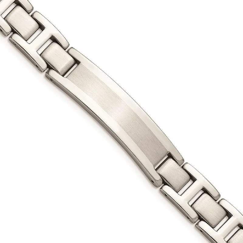 Elegant bangle bracelets with diamonds for a luxurious and sparkling accessory-Stainless Steel Brushed and Polished 8.25 ID Link Bracelet