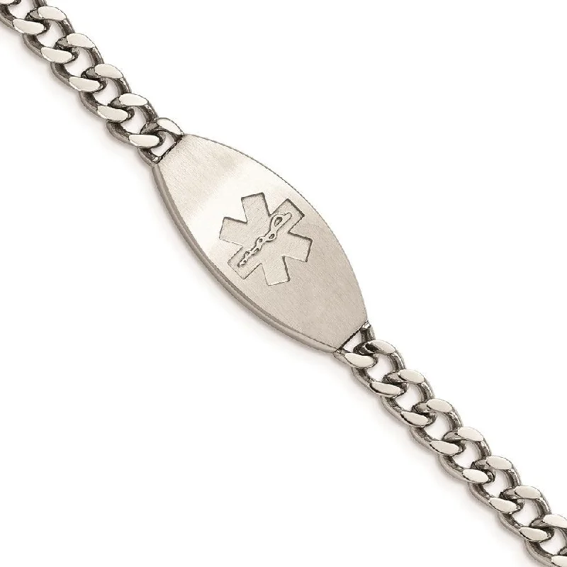 Best bangle bracelets with smooth sterling silver for a polished, refined finish-Stainless Steel Brushed Medical ID Bracelet