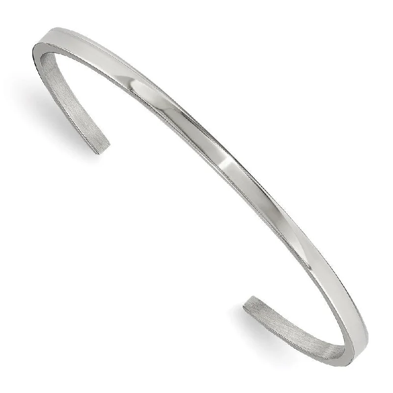 Elegant bangle bracelets with diamonds for a luxurious and sparkling accessory-Stainless Steel Polished 3mm Cuff Bangle