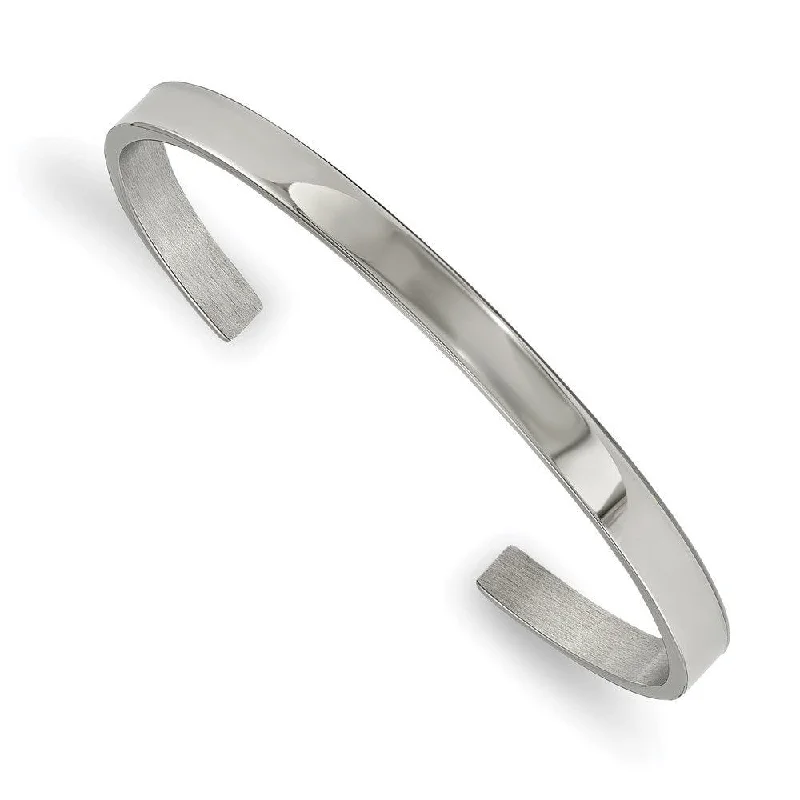 Wide bangle bracelets with modern geometric patterns for a bold fashion statement-Stainless Steel Polished 5mm Cuff Bangle