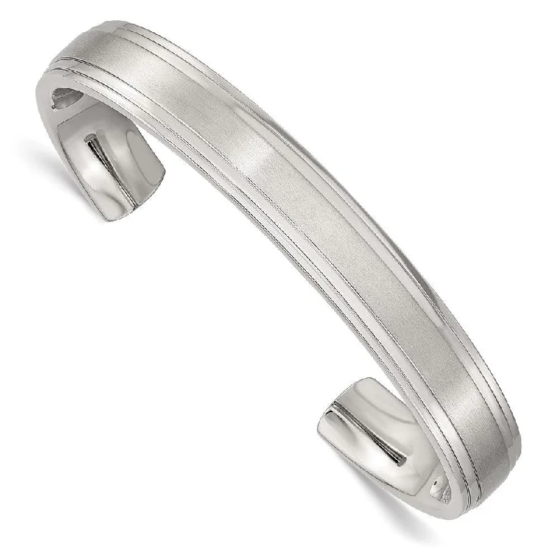 Best bangle bracelets with adjustable sizes for a comfortable and perfect fit-Stainless Steel Polished and Brushed Double Step Edge Bangle