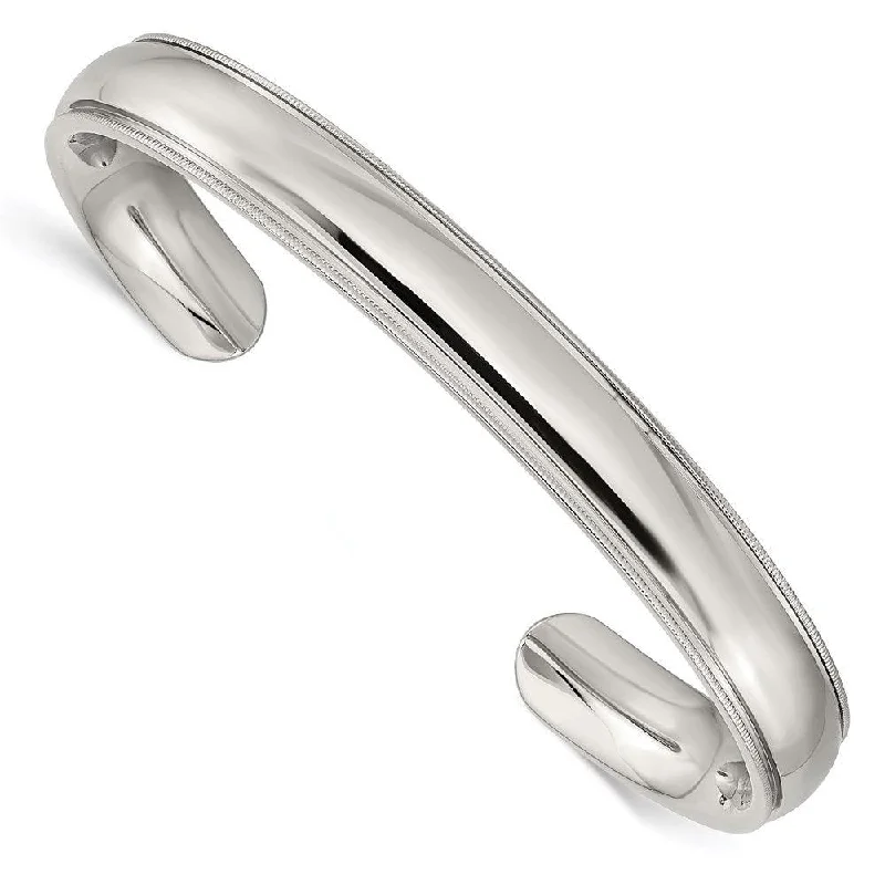 Best silver bangle bracelets with intricate detailing for a timeless and sophisticated style-Stainless Steel Polished and Grooved Bangle