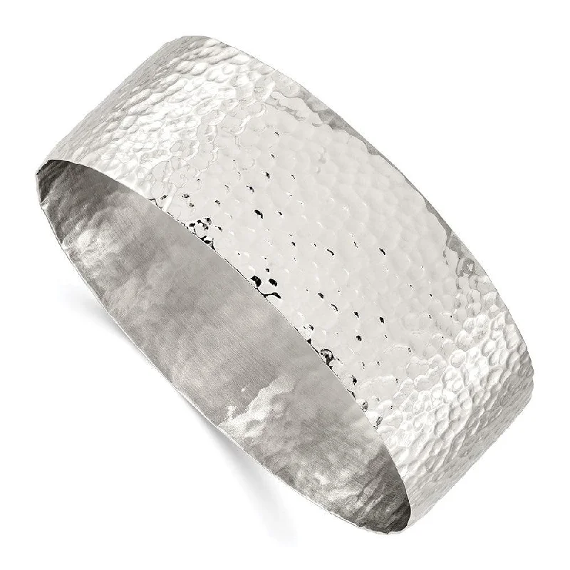 Best bangle bracelets with gold-filled material for an affordable luxury option-Stainless Steel Polished Hammered Bangle