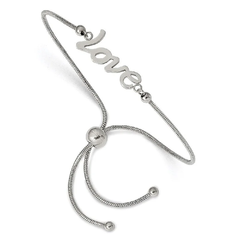 Bangle bracelets with open-ended designs for a modern and adjustable fit-Stainless Steel Polished LOVE Adjustable Bracelet