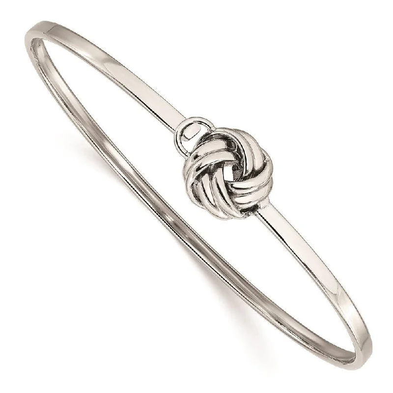 Chunky bangle bracelets with metallic finishes for a bold and statement-making look-Stainless Steel Polished Love Knot Bangle