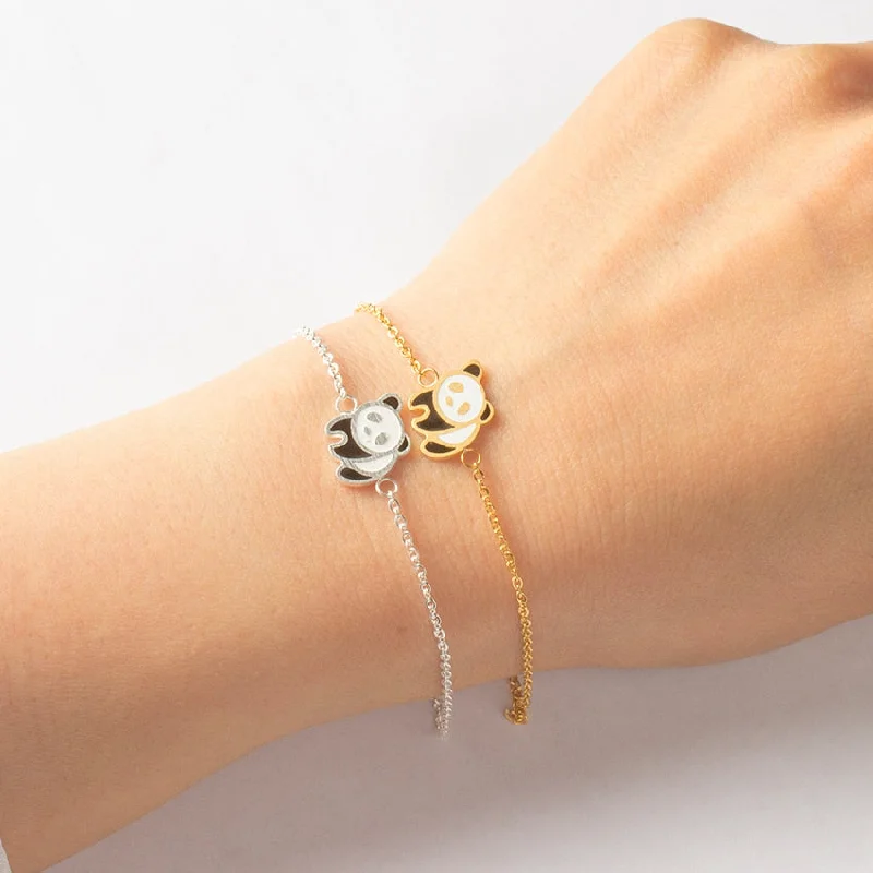 Bangle bracelets with polished marble inlays for a chic and trendy appearance-Sweet Panda Bracelet Bangle Ethnic Style Cute