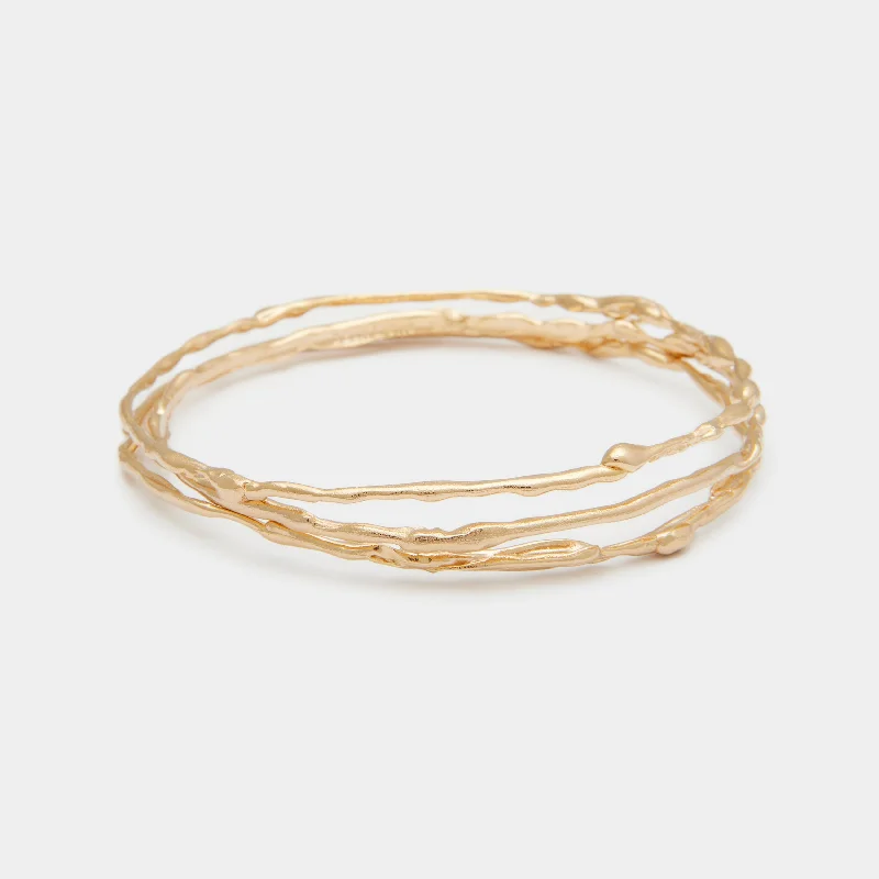 Oversized bangle bracelets with unique textures for a statement-making accessory-Terra Bangle Set in Gold