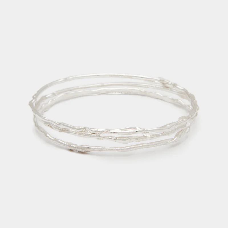 Best bangle bracelets with crystal inlays for a sparkling, glamorous appearance-Terra Bangle Set in Silver