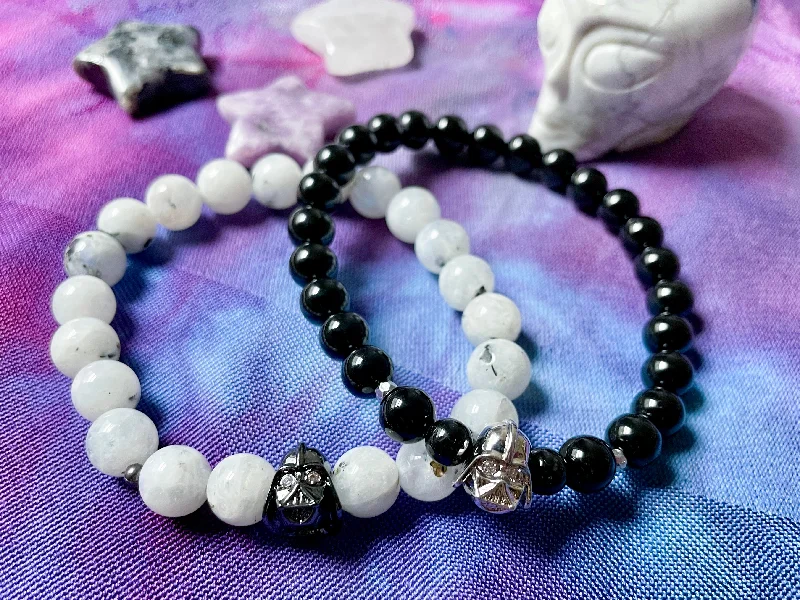 Best bangle bracelets with enamel floral patterns for a delicate and feminine touch-Darth Vader Beaded Bracelet || Reiki Infused