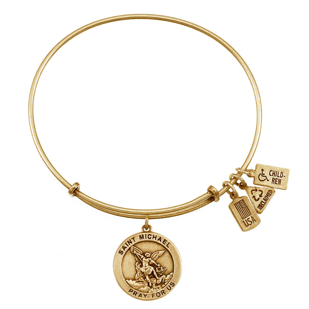 Best bangle bracelets with crystal accents for added sparkle and glamour-Wind an Fire Gold "Saint Michael" Bracelet