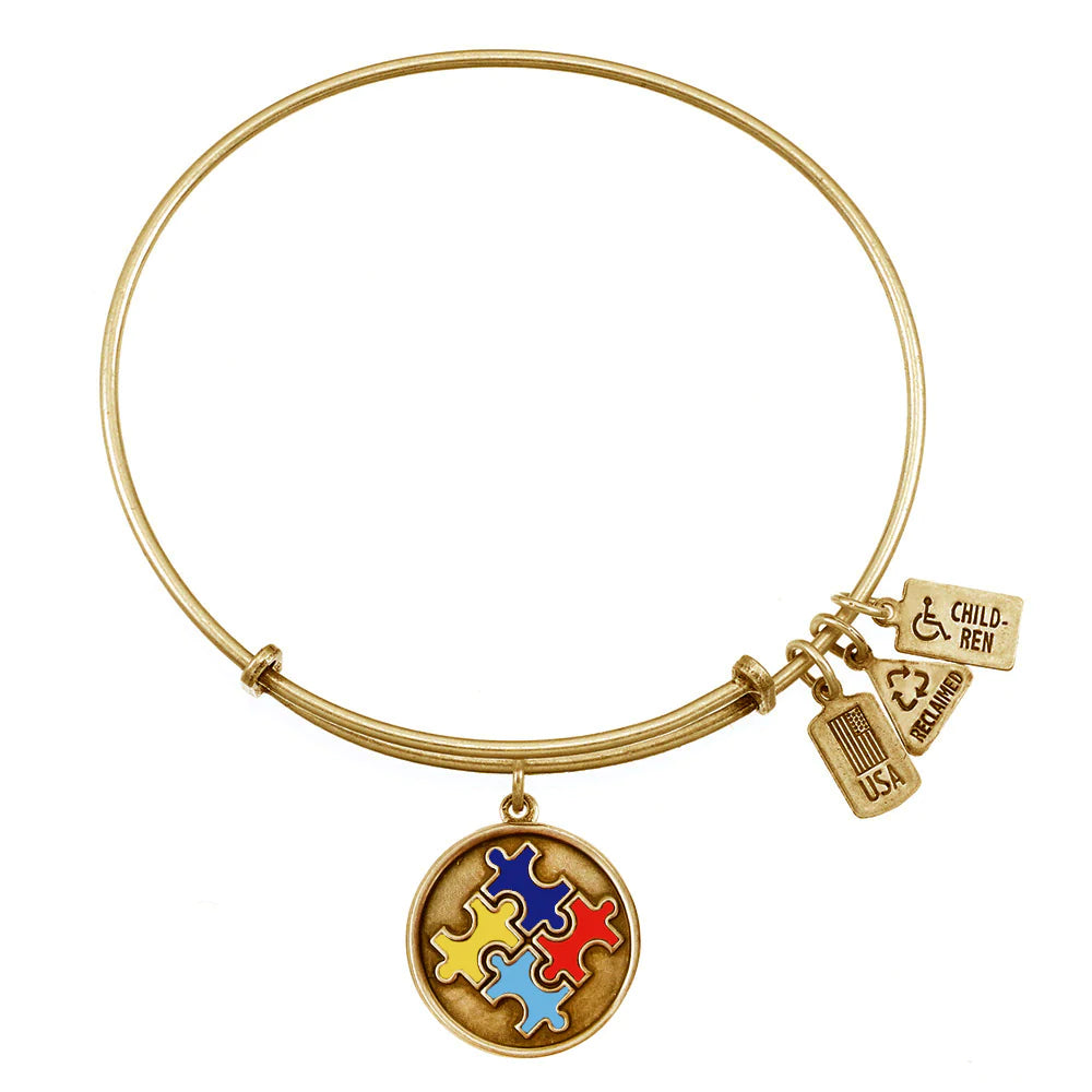 Best bangle bracelets with engraved messages for personalized gifts and keepsakes-Wind and Fire Autism Puzzle Pieces Bracelet