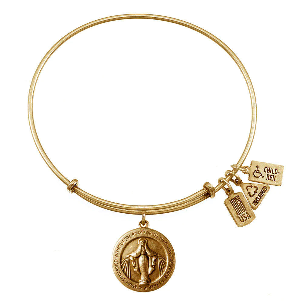 Simple bangle bracelets with open designs for a trendy and minimalist style-Wind and Fire "Miraculous Medal" Bracelet