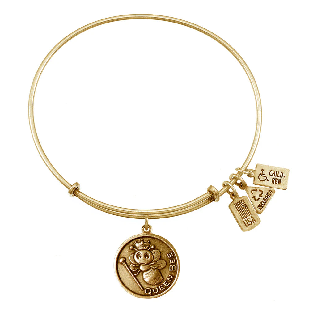 Stackable bangle bracelets with customizable charms for a personalized collection-Wind and Fire "Queen Bee" Bracelet