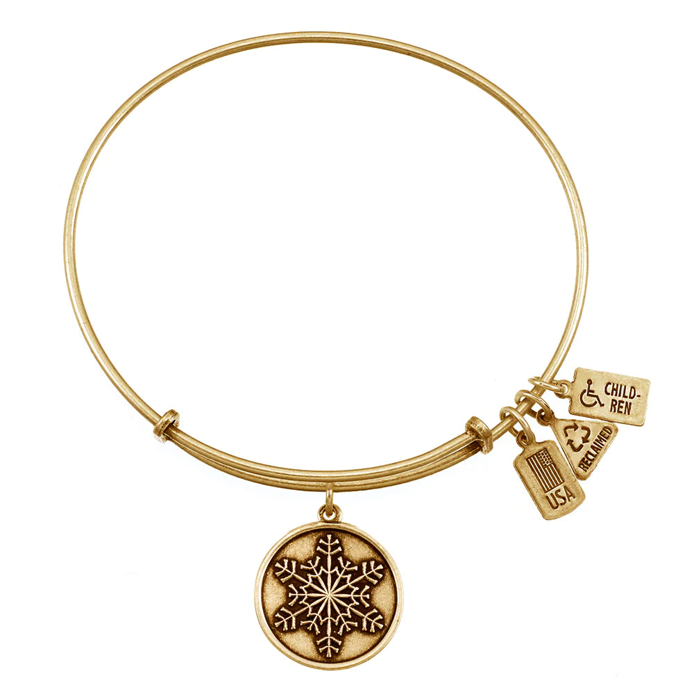 Vintage-inspired bangle bracelets with etched detailing for a timeless, antique look-Wind and Fire Snowflake Bracelet