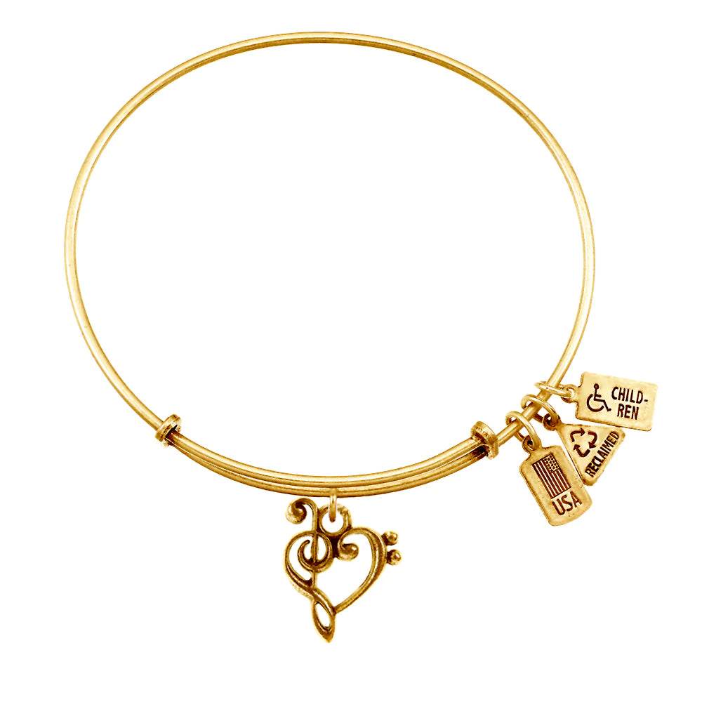 Elegant bangle bracelets with diamond-shaped stones for a sophisticated look-Wind and Fire Music Heart Bracelet